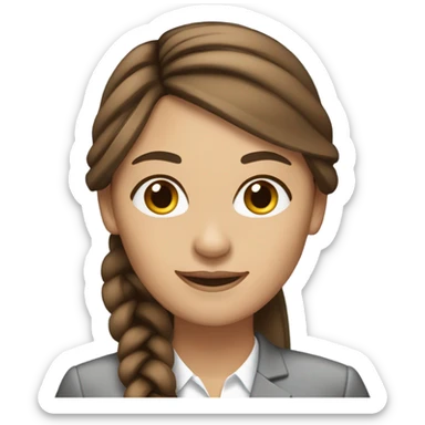 business woman long straight brown hair braid sticker