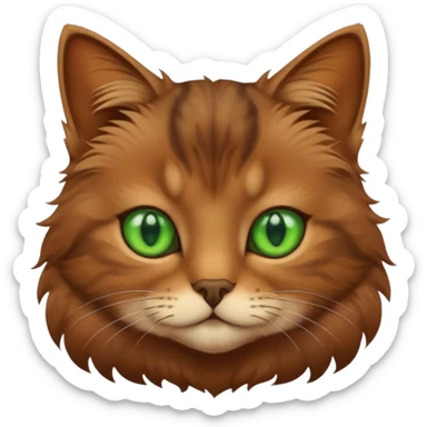 eine braune flauschige niedliche katze mit grünen augen die augen sollen nicht leuchten sondern matt sein und mit verschiedenen brauntönene das fell sticker