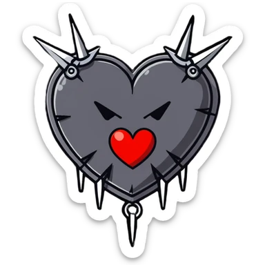 dark punk heart with chains and spikes sticker