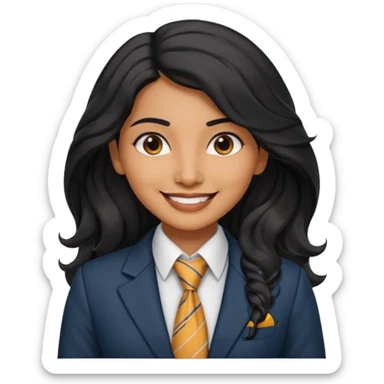 wavy long black haired indian woman with tie and blazer sticker