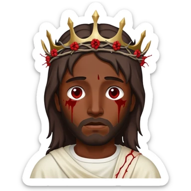 Dark skin Jesus with thorn crown injured  sticker