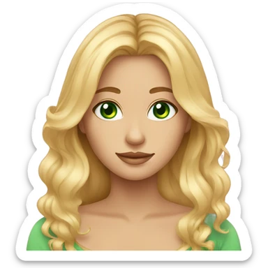 Beautiful woman with long blond hair, Green eyes,and cute face sticker