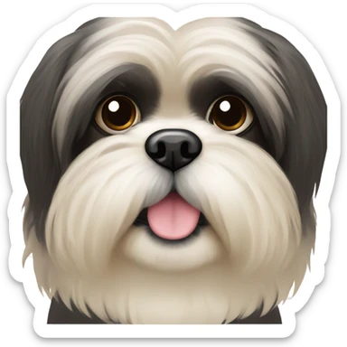 black Shih-Tzu with a beige chest and fluffy beige eyebrows  sticker