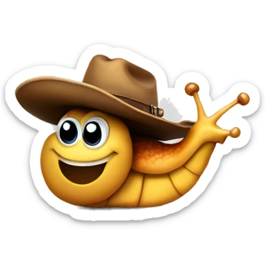 Snail smiling wearing a cowboy hat sticker