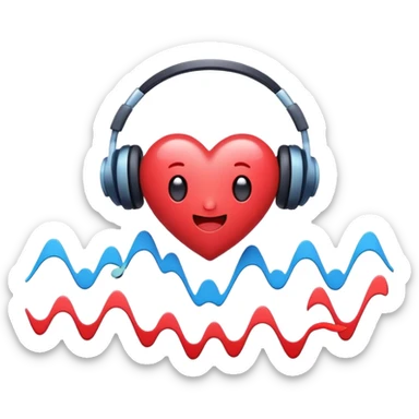cute sound wave character with heart eyes listening to music sticker