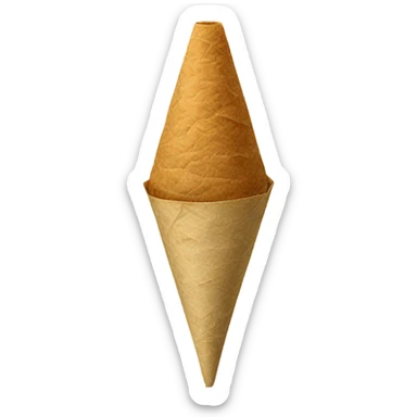 A cannabis joint. cone-shaped, with a light brown semi-transparent rolling paper, compact, natural texture visible inside. clean, rolled tip filter tip at the narrow base. soft shading and a sleek design to match the Apple emoji aesthetic. sticker