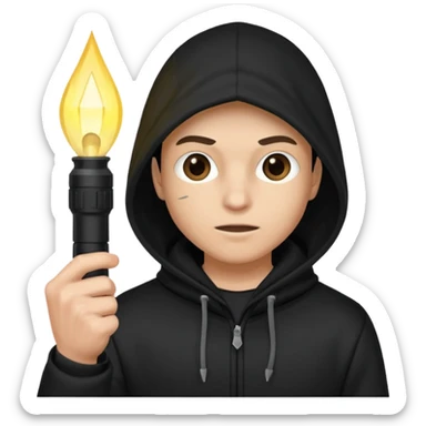 Thief with black hood and flashlight sticker