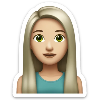 Brunette women, green eyes, long straight hair, fair skin sticker