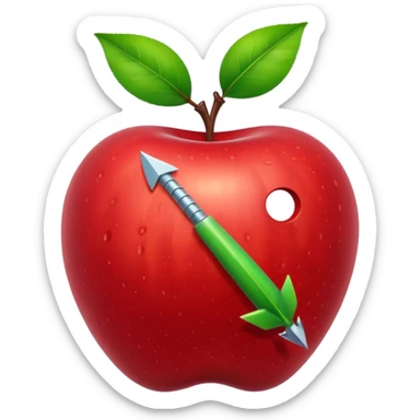 arrow in apple with worm sticker