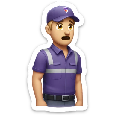 Caucasian Fedex delivery guy upset sticker