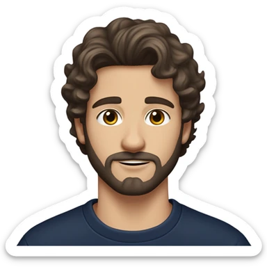 White boy with dark brown medium length wavy hair and a beard and mustache and the prettiest hazel eyes you’ve ever seen in a navy sweatshirt alone sticker