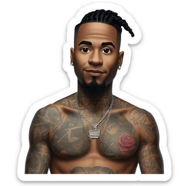  Tattoo: He had a large gothic-script "DADDY" chest tattoo and a "Crybaby" tattoo above his right eye  Hair: He had a low-cut mohawk  Nails: He had bright red nails  Clothing: He was known for his streetwear and Hot Topic reference sticker