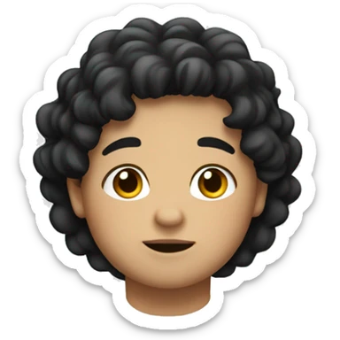 A chubby young boy with black wavy hair. sticker