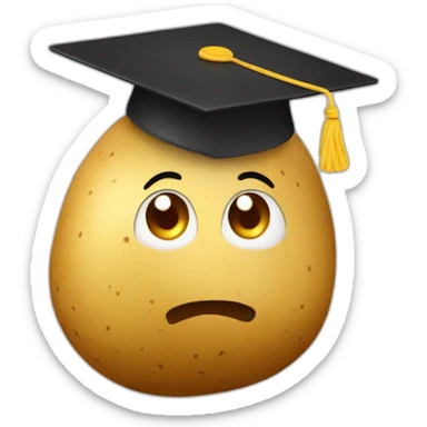 cute potato with a college mortarboard sticker