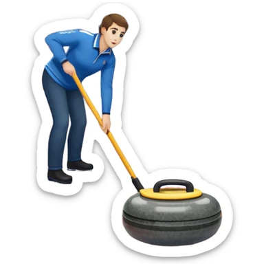 An icon showing a close-up of a curling stone sliding across the ice with a broom beside it. The scene is set in a brightly lit stadium, with detailed spectator stands in the background. Transparent background highlights the focus, skill, and atmosphere of the curling sport. sticker