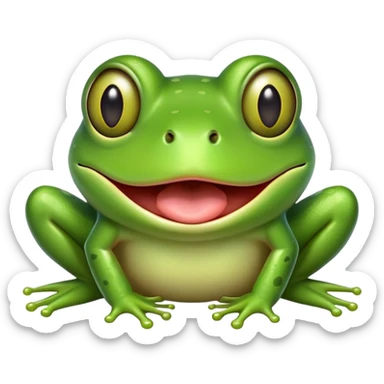 Green frog with its tongue sticking out and cross-eyed, silly expression sticker