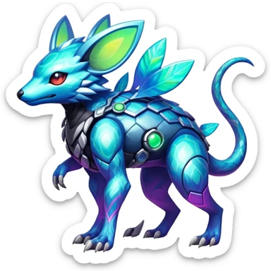 exotic tropical iridescent cyber-Protogen-Fakémon-Pokémon-Vernid-creature sticker