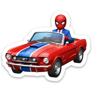 Spider-Man driving a 65 black Mustang fastback sticker