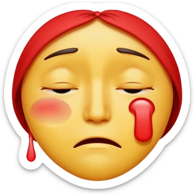 A standard emoji crying red with closed eyes sticker