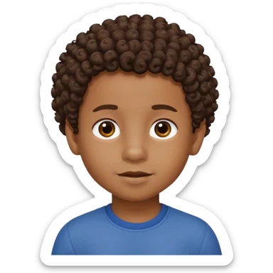 Black 6 year old boy with curly brown hair sticker