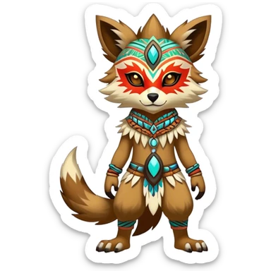 Anthro Sona Cool Edgy Cute Colorful Shy Shamanic Tribal Shiny Fakemon-Fantasy-Creature Full Body sticker