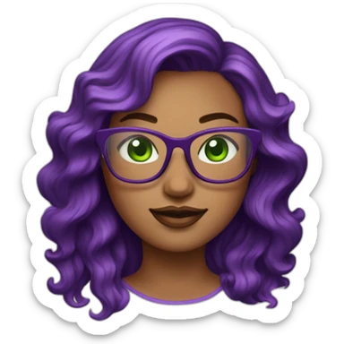 curvy-woman-with-wavy-purple-hair-square-glasses-green-eyes sticker