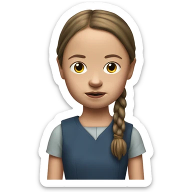 Greta Thunberg with a big head sticker