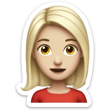 a white skin girl in a red dress holding a cell phone sticker