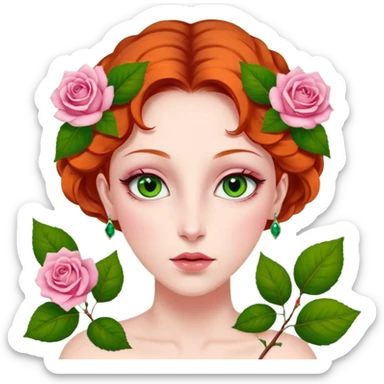 Petit sapin vert sylvestre, féminin, regard malicieux, tâches de rousseurs délicates, joues roses. Yeux de biche brillants en forme amande, yeux couleur ambre, tronc couleur acajou. Sapin en mouvement, incurvé pour un effet vivant. sticker