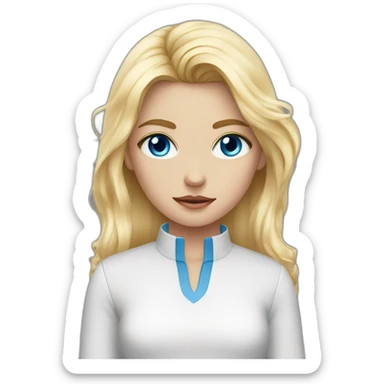 Girl with blond hair and blue eye take coup off blood sticker