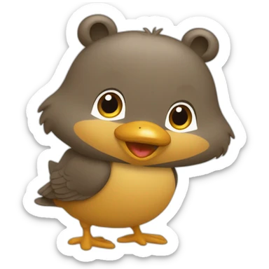 Ours faisant un câlin à un canard sticker