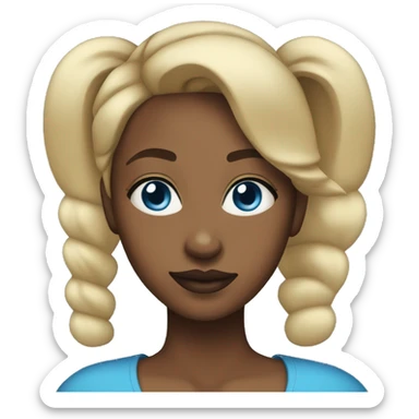 black woman blonde ponytail blue eyes full lips sticker
