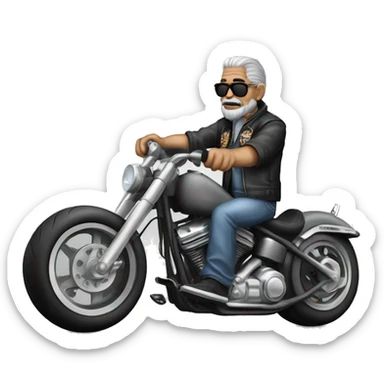 Old Biker Wirh Chicano Harley in grey  sticker