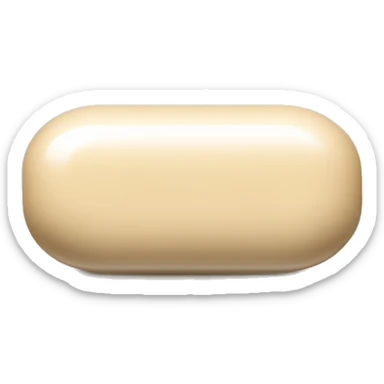 Singular glossy coated oblong beige pill capsule sticker