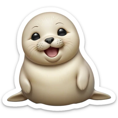Cinematic Cute Yawning Baby Seal Portrait Emoji, Head tilted slightly with a dramatic, wide-open yawn, showcasing a chubby, tender body with half-closed, drowsy eyes and a relaxed, slightly open mouth, Simplified yet irresistibly adorable features, highly detailed, glowing with a soft, cozy arctic glow, high shine, relaxed yet expressive, stylized with a dash of playful polar charm, soft glowing outline, capturing the essence of a drowsy yet affectionate baby seal that appears ready to stretch and yawn its way out of the screen! sticker