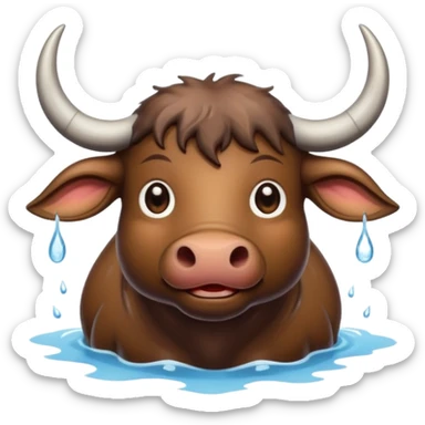 A funny water buffalo in the water  sticker