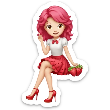 pretty and cute realistic modern day strawberry shortcake full body with high heels emoji sticker