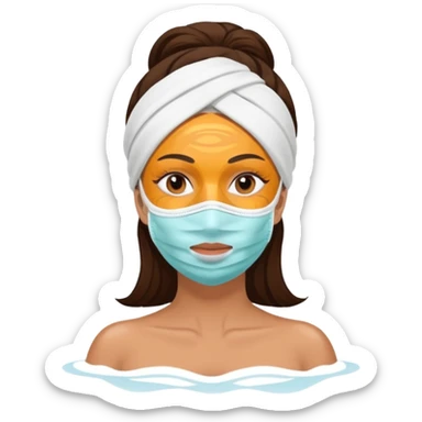 Lady with face mask spa beauty full face relaxing sticker
