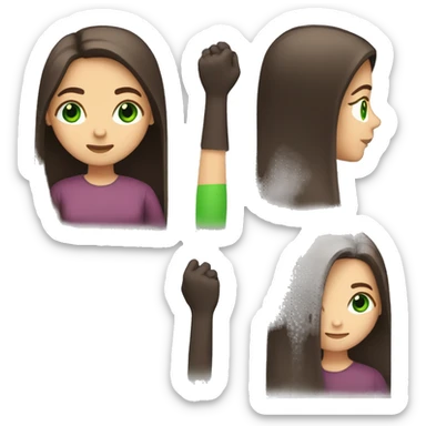 A long straight hair brunette girl with green eyes crossing her arms sticker