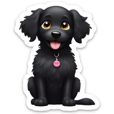 cute black dog waving its paw sticker