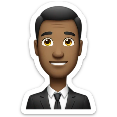 a cartoon looking handsome man in black suit with white background sticker