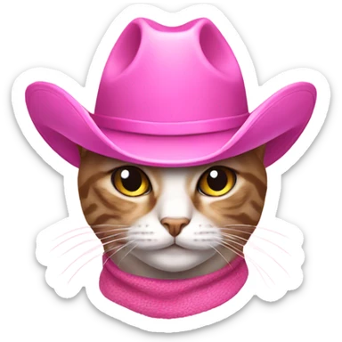cat wearing a pink cowboy hat sticker