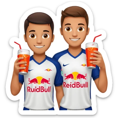 Red bull energy drink imogi for soccer players drinking red bull energy drink while playing soccer sticker