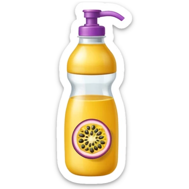 Thin tip squeeze bottle with passion fruit sticker