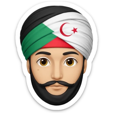 A man with a black turban and an Iranian flag sticker