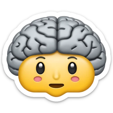 brain emoji with a low battery logo sticker