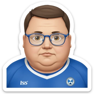 Fat disabled man with glasses wearing Sheffield Wednesday football shirt  sticker