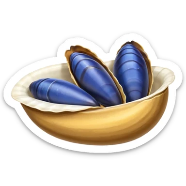 simple cartoon emoji of 3 open mussels sticker