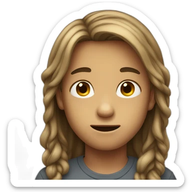 emotionless boy with long hair sticker