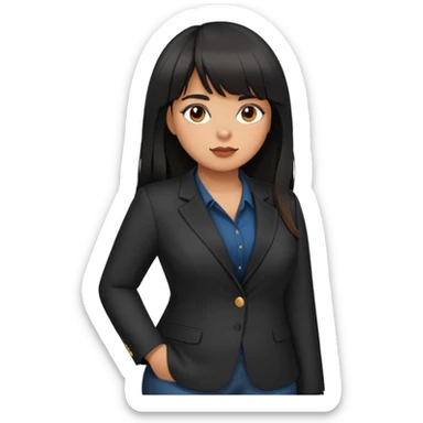 Latina girl with bangs black long hair plus size black blazer working sticker